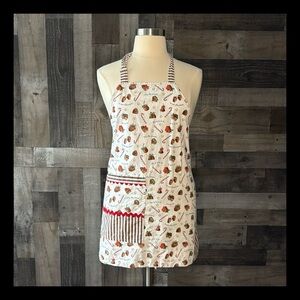 Handmade reversible holiday apron Thanksgiving Christmas party candy cane turkey